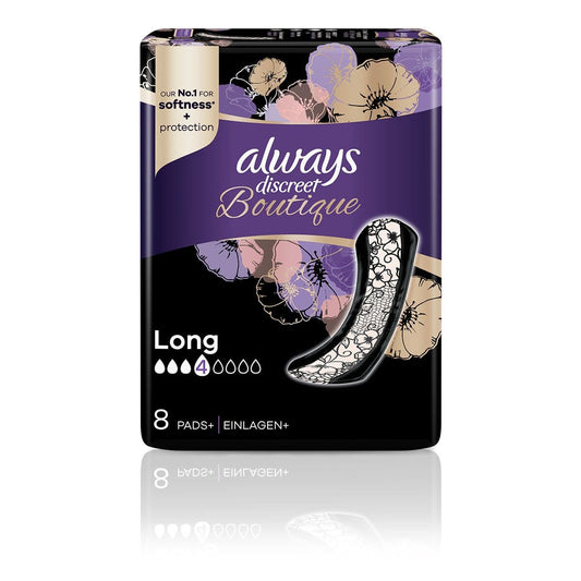 Always Discreet Boutique Long Incontinence Pads - 8 Pads