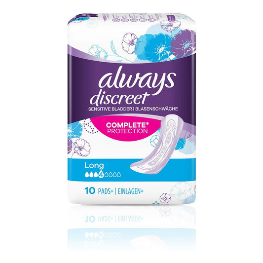 Always Discreet Incontinence Pads Long - 10 Pads
