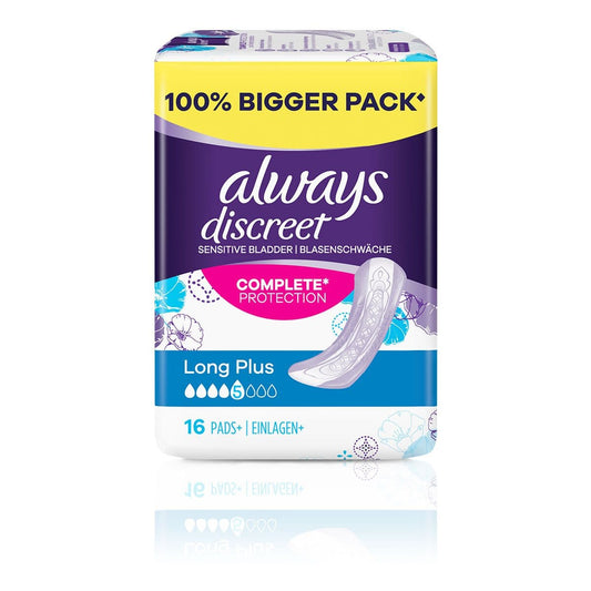 Always Discreet Incontinence Pads Long Plus - 16 Pads