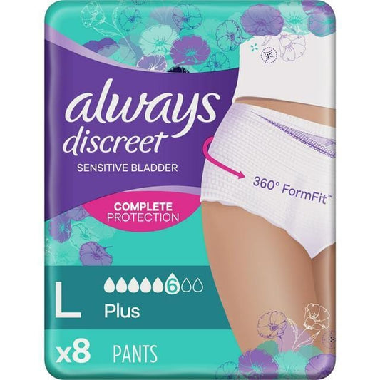 Always Discreet Incontinence Pants Plus Large - 8 Pants