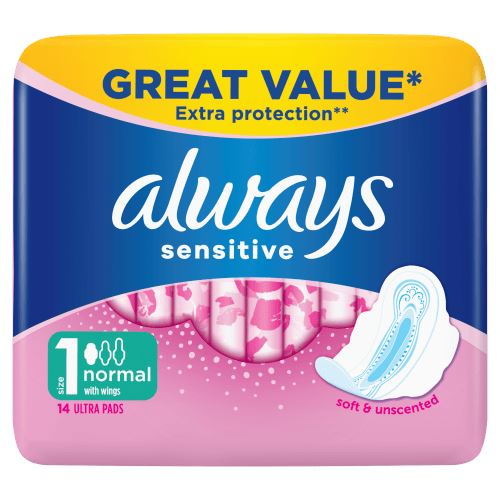 Always Sensitive Normal Ultra Sanitary Pads With Wings - 14 Pads