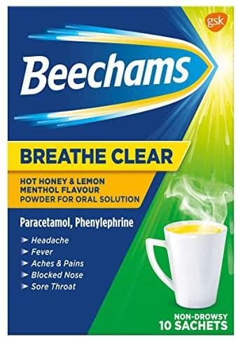 Beechams Breathe Clear Hot Honey And Lemon 10 Sachets