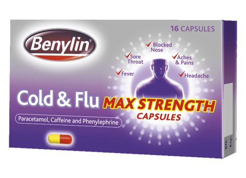 Benylin Cold & Flu Max Strength Capsules - Pack of 16