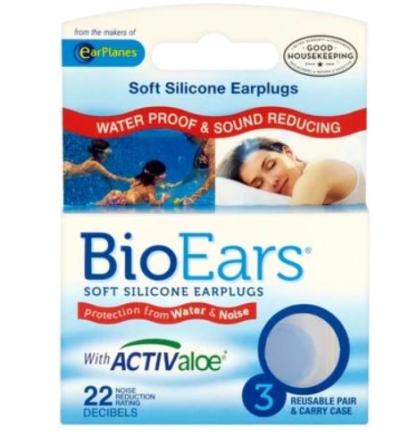 Bioears soft silicone earplugs 3 pairs