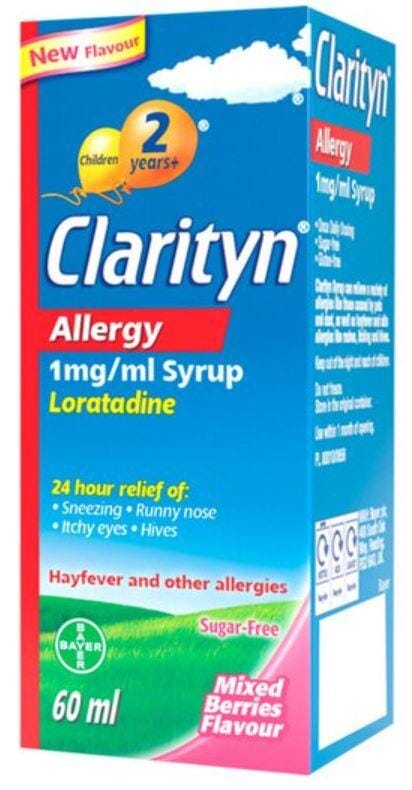 Clarityn Syrup Mixed Berry Flavoured Sugar Free - Pack of 60ml