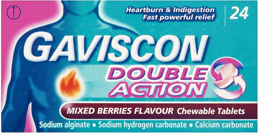 Gaviscon Double Action Mixed Berries 24 Chewable Tablets