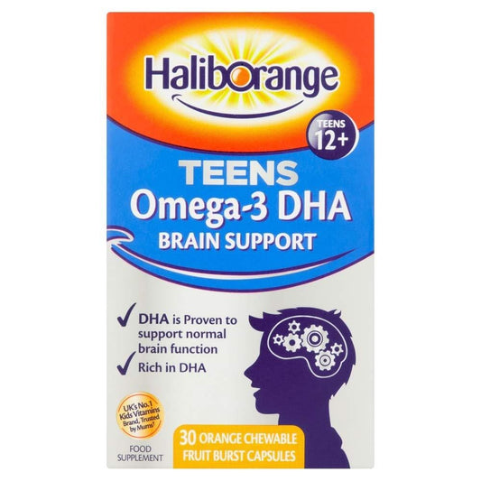 Haliborange Teens Omega-3 DHA Brain Support Orange Chewable Capsules 30