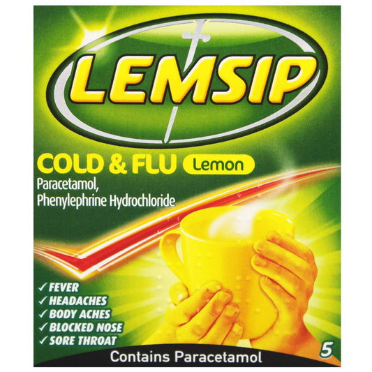 Lemsip Cold & Flu Lemon Flavour 5 Sachets